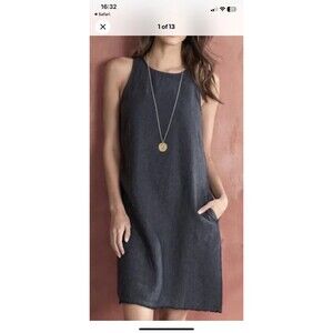 GARNET HILL 100% Linen  A-Line Dress Size 10 Raw Fringe Hemline